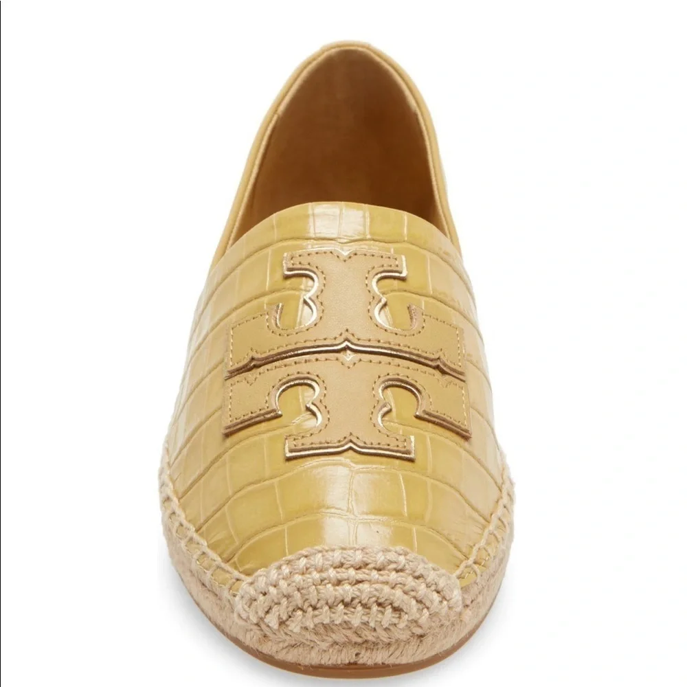 NEW Tory Burch  gold yellow croc embossed Espadrilles Size: 9.5